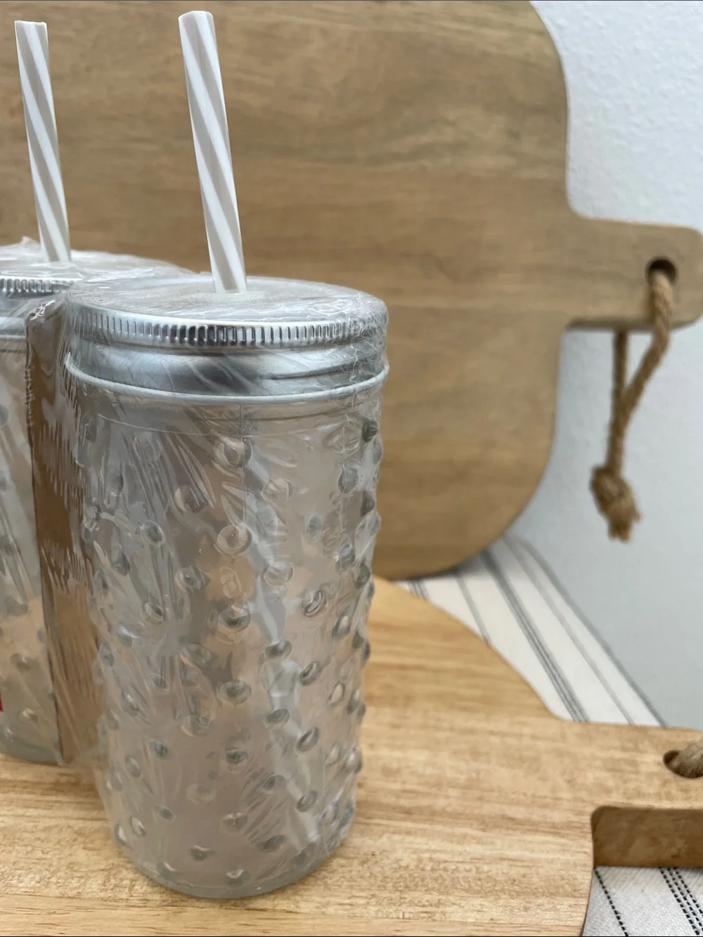 SALE! NWT Mason Jar Style Textured Glass Tumbler Set - Gray (2 ct)